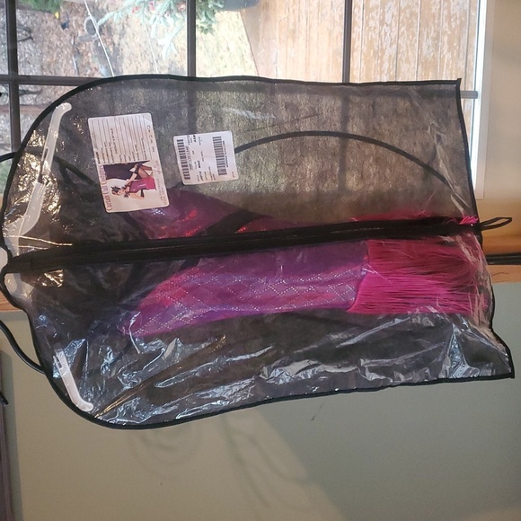 Curtain Call Purple and Black Fringe Dress Costume With Hair Accessory NWT Sz 14 - Picture 10 of 13